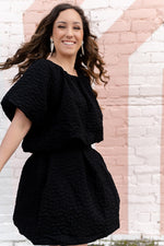 Black Texture Pleated Skirt [I'M A SET!]