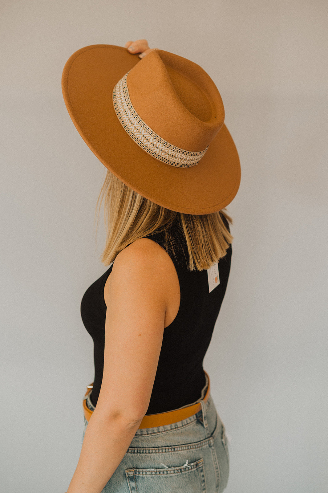 Tan Pattern Banded Hat-242 Hats-Fame Accessories-Peachy Keen Boutique, Women's Fashion Boutique, Located in Cape Girardeau and Dexter, MO