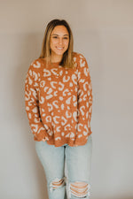 Rust Leopard Print Barefoot Dreams Dupe Sweater