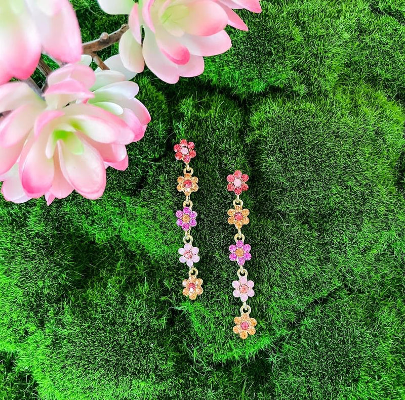 Rhinestone Flower Drop Earrings
