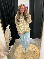 Camel Houndstooth Pattern Sweater