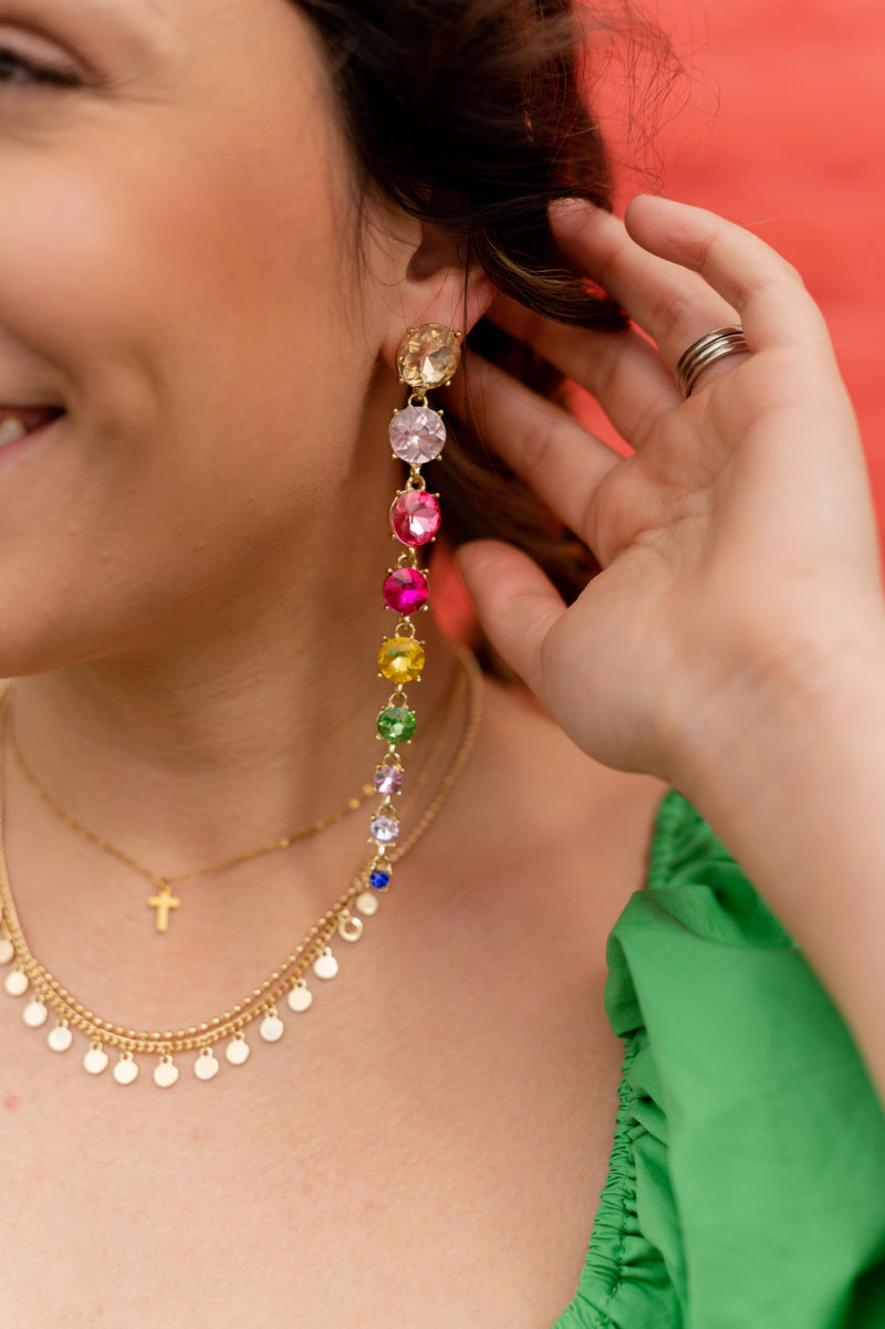 Long Jewel Drip Earrings-dangle earrings-Macrae & Co.-Peachy Keen Boutique, Women's Fashion Boutique, Located in Cape Girardeau and Dexter, MO