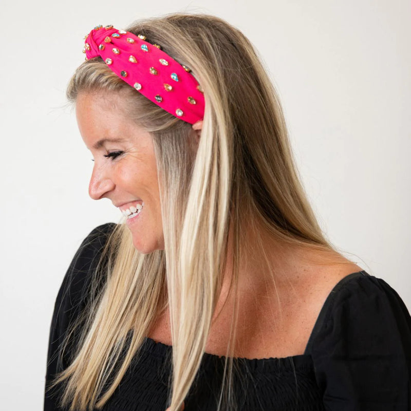 Headbands of Hope | Traditional Knot Headband Hot Pink Gem