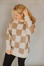 Tan Big Checkered Sweater