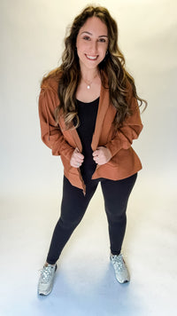 Camel Ponti Hoodie Zip Up Jacket-160 Cardigan/Kimonos-Rae Mode-Peachy Keen Boutique, Women's Fashion Boutique, Located in Cape Girardeau and Dexter, MO