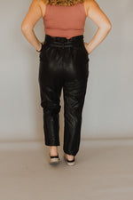 Black Paperbag Vegan Faux Leather Trouser