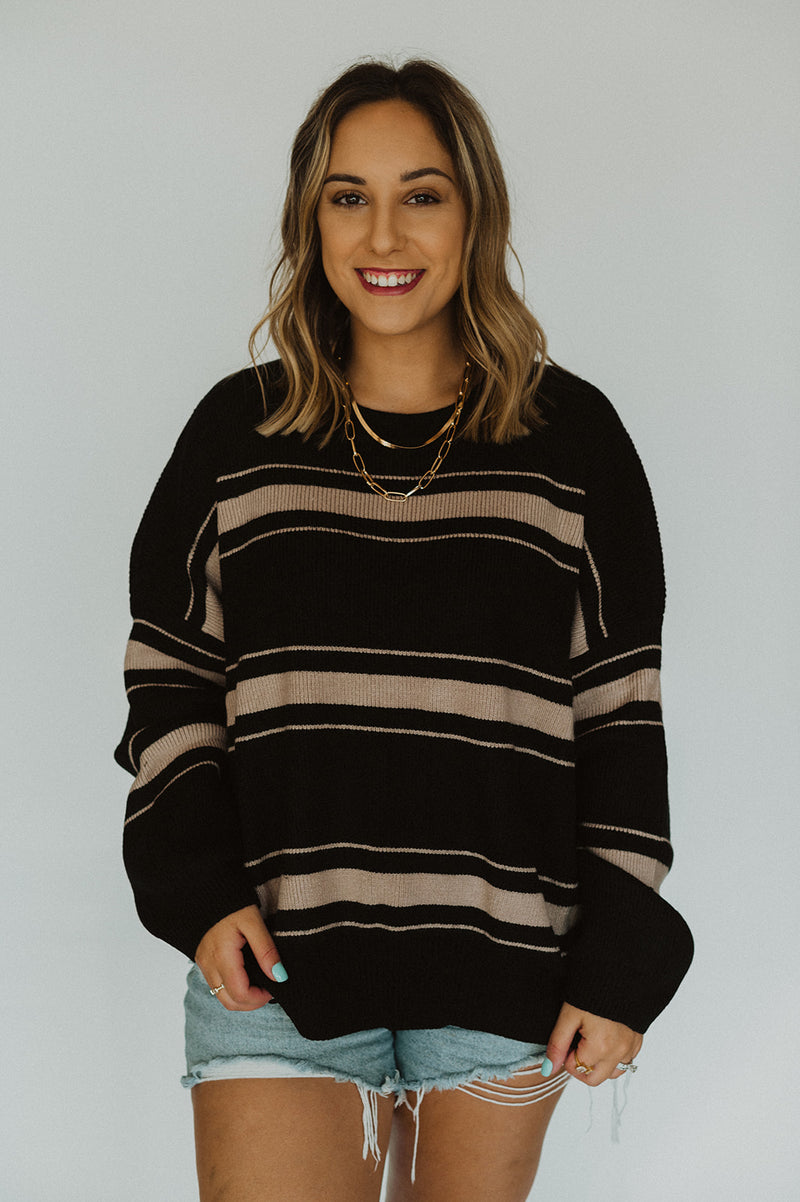 Black & Taupe Stripe Sweater