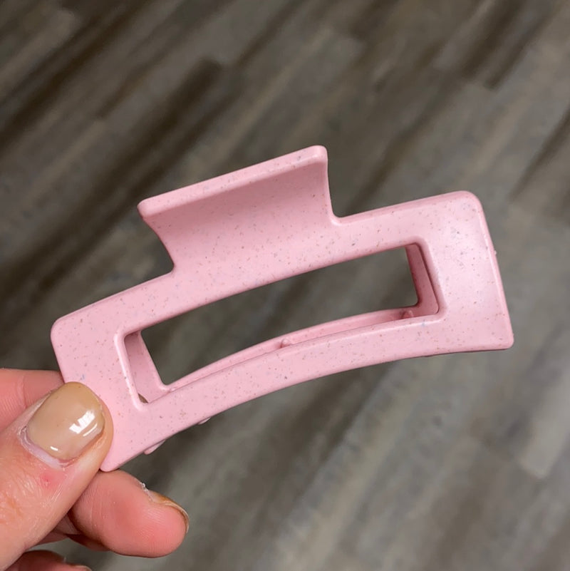 Speckled Pink Rectangle Claw Clip