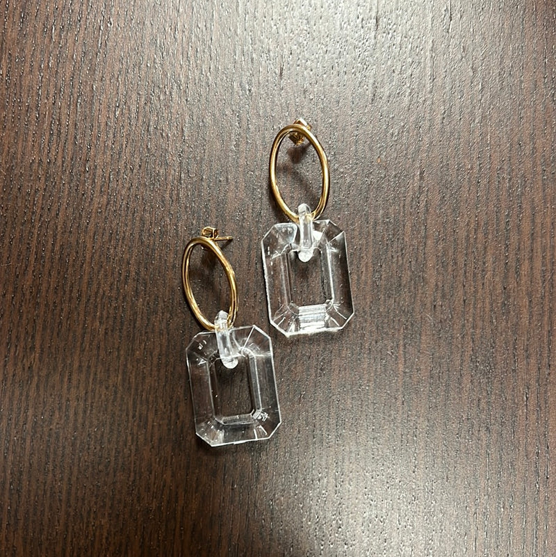 Gold and Clear Dangle Earrings